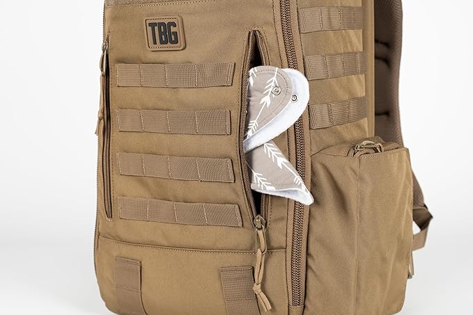 Tactical Baby Gear Daypack Tactical Diaper Bag Backpack for Dads - MOLLE compatible, Built-in Changing Mat, Stroller Straps (Coyote Brown 4th Gen)