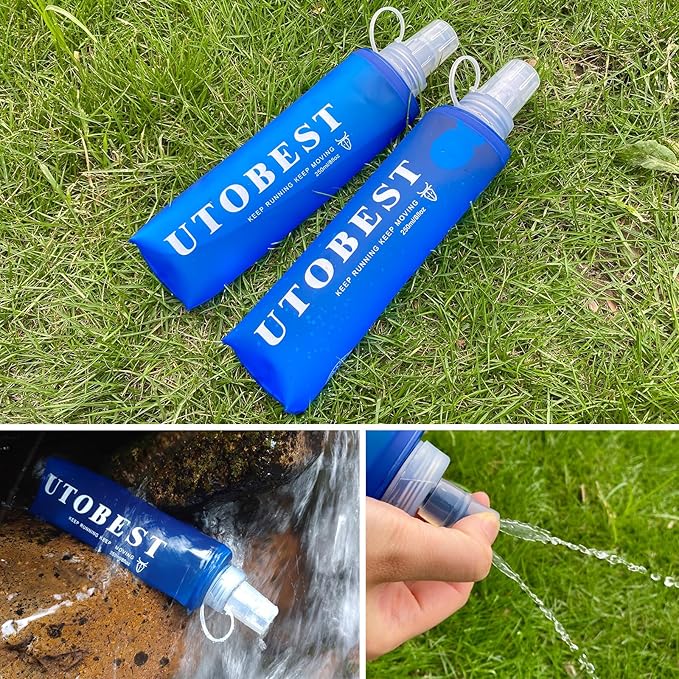 UTOBEST Soft Flask, 2 Pack Soft Flask Running Bottles 500ml,TPU Foldable Running Flask, Portable Collapsible Flask Handheld for Travel Traveling Hiking Cycling City Walk