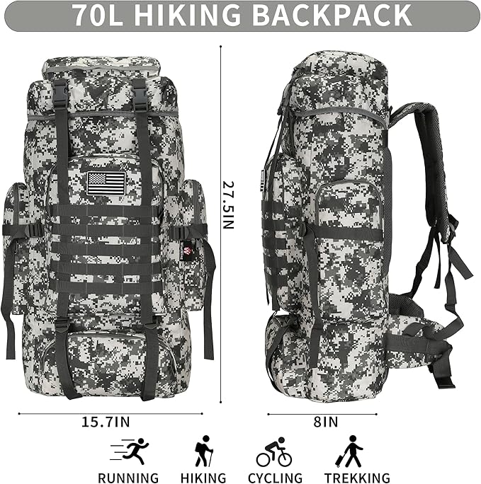 Hiking Backpack for Men 70L/100L Camping Backpack Military Rucksack Molle 3 Days Assault Pack for Climbing | Camping Backpack, 3 Days Assault Pack, for Climbing