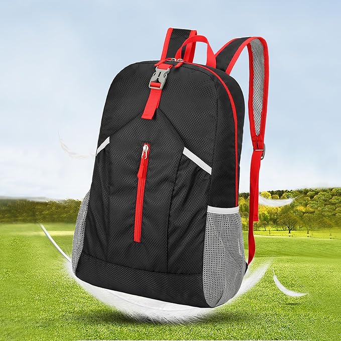 levayhill 25L Foldable Hiking Backpack Lightweight Packable Basic-Daypack Collapsible Bag Water-Resistant Travel Men Women Camping Cycling Outdoor (Black)