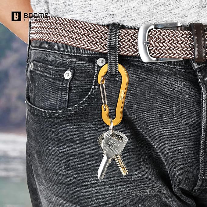 Booms Fishing CC5 Multi-Use Carabiner Clips, 10 Pack 2.3"/ 3.1" Caribeener Clips, Mini Keychain Caribeaner Clip, Aluminum D Ring Carabiners