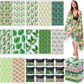 Peryiter 24 Pack Microfiber Oversize Turkish Beach Towel Set 12 Large Absorbent Beach Towels with 12 Storage Bag 28 x 55 Quick Dry Lightweight Bath Towel Blanket for Hawaii Camp Swim Pool(Palm Leaves)
