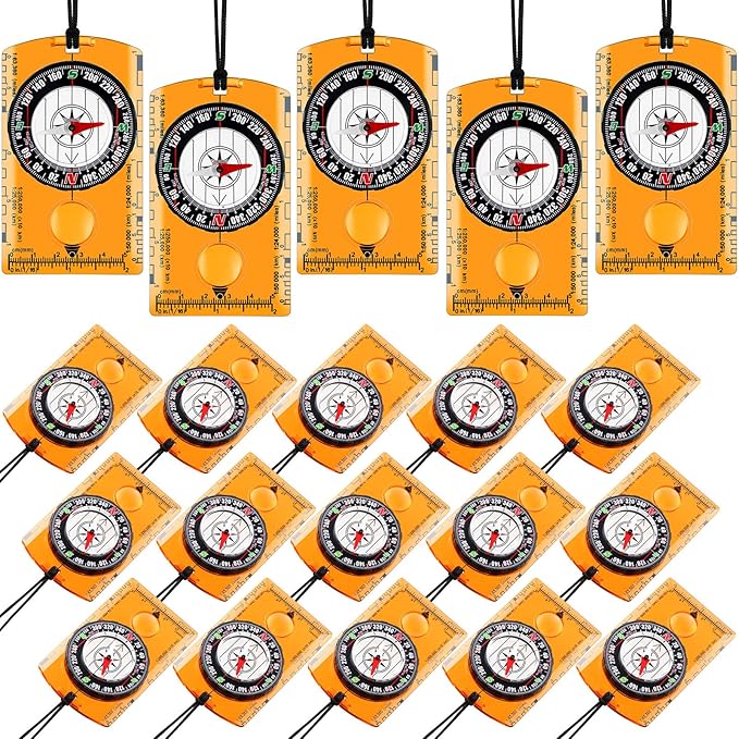Geiserailie Orienteering Compass Bulk Navigation Map Reading Compass for Kids Hiking and Survival Outdoor Exploring, Party Favor Toy