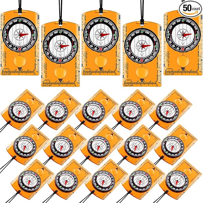 Geiserailie Orienteering Compass Bulk Navigation Map Reading Compass for Kids Hiking and Survival Outdoor Exploring, Party Favor Toy