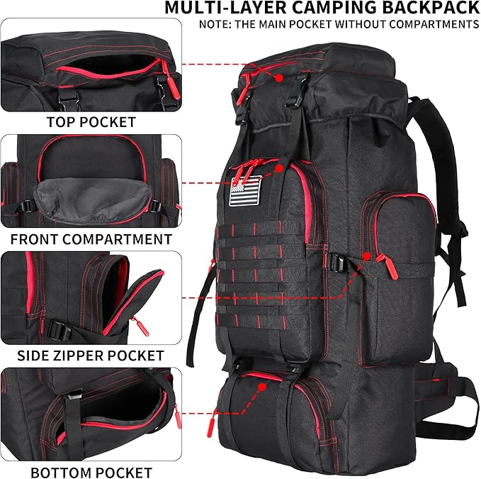 Hiking Backpack for Men 70L/100L Camping Backpack Military Rucksack Molle 3 Days Assault Pack for Climbing | Camping Backpack, 3 Days Assault Pack, for Climbing
