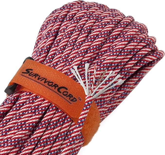 SurvivorCord Paracord - From Titan Survival - Patented 620LB Strength 550 Military Paracord with 3 Strands - Heavy Duty 550 Hank Cord Camping & Outdoor - Paracord with Firestarter & Survival Cord