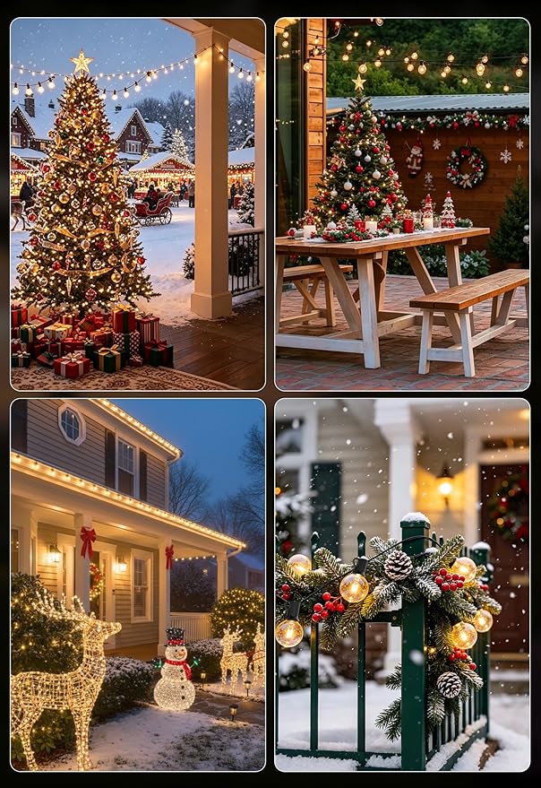 Outdoor String Lights 200FT Waterproof Globe String Lights with 104 Shatterproof G40 LED bulbs, Dimmable Connectable Patio Light String Lights for hanging Bistro Backyard Gazebo,2-Pack x 100ft