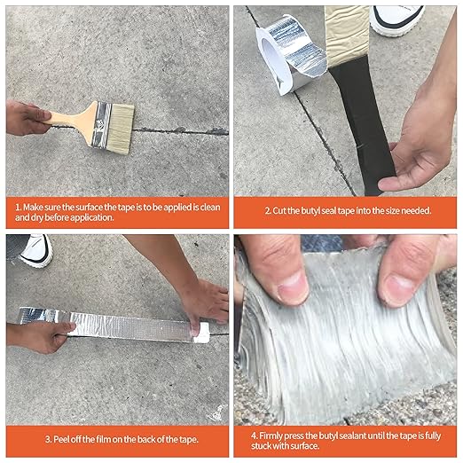 ADHES Butyl Tape Waterproof Tape Aluminum Foil Tape Sealan Tape 6in x 16ft, for RV Repair, Window, Boat and Pipe Sealing, Glass & EDPM Rubber Roof Patching(Model:RAY100-2,Glue Color:Grey)