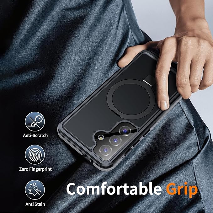 ANTSHARE IP68 Waterproof Case for Samsung Galaxy S25 [2025] - with Kickstand - MagSafe Compatible, Built-in Screen/Lens Protector - Shockproof Full Body Protection for Swimming/Outdoor, Black