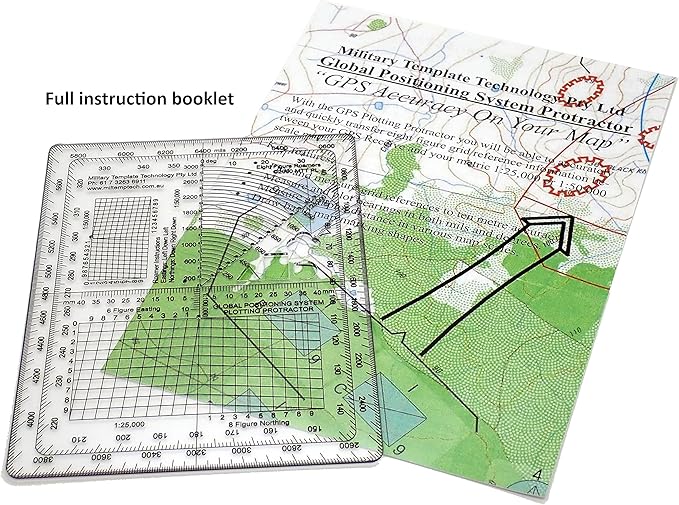GPS Map Plotting Protractor — Military Map Marking | Coordinate Scale | Degrees & Mils | Land Navigation | 1.5mm PETG | Made in Australia