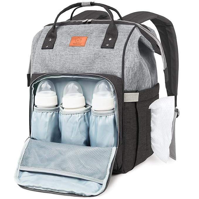 KeaBabies Baby Diaper Bag Backpack - Large Baby Bag for Boys, Girls, Waterproof Multi Function Travel Diaper Backpack with Changing Pad, Durable Travel Essentials for Moms and Dads (Graphite)