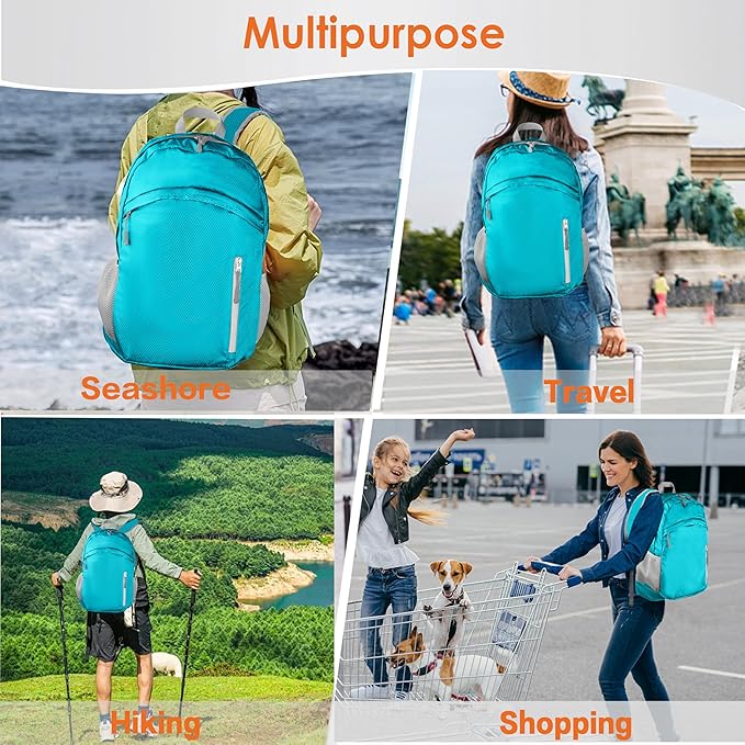 Waterproof Foldable Backpack Dry Storage Lightweight Daypack 35L Outdoor Backpack for Beach Men Women Sky Blue