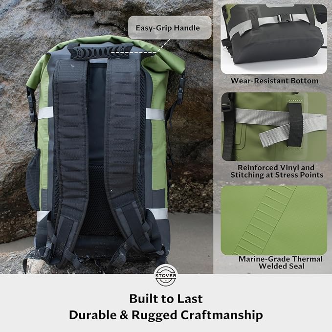 STOVER 5/10/25/30/40/55L Waterproof Dry Bag- Roll-Top Backpack w/Phone Case- Kayaking, Hiking, Camping, Boating- Men/Women