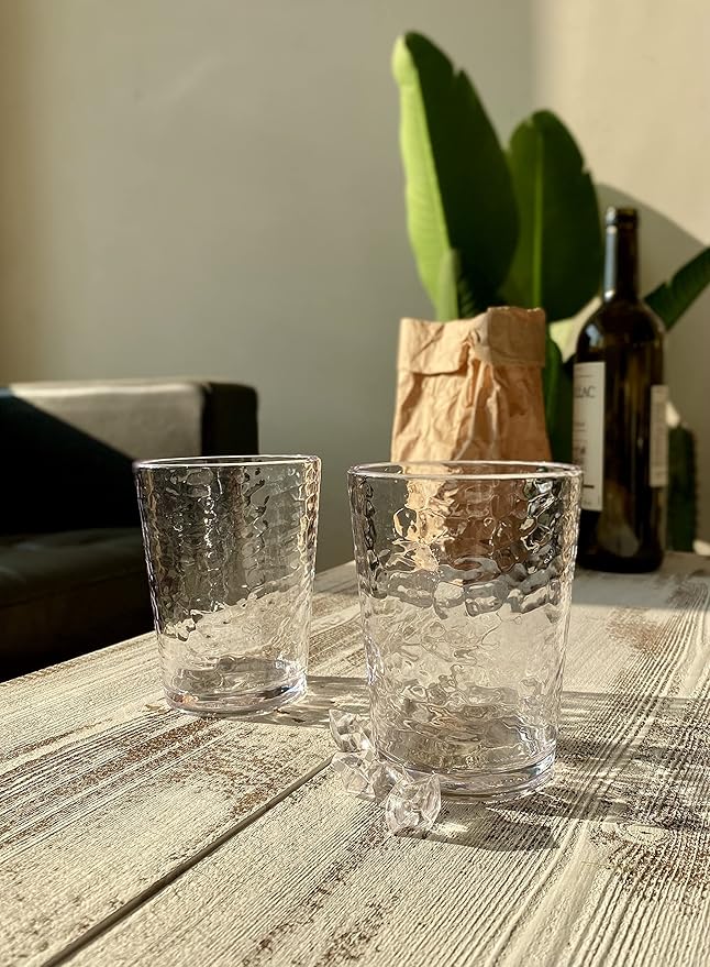 KLIFA- NICE- 14.7 ounce, Set of 6, Acrylic Tumbler Drinking Glasses Set, BPA-Free, Stackable Plastic Drinkware, Dishwasher Safe Cups, Clear