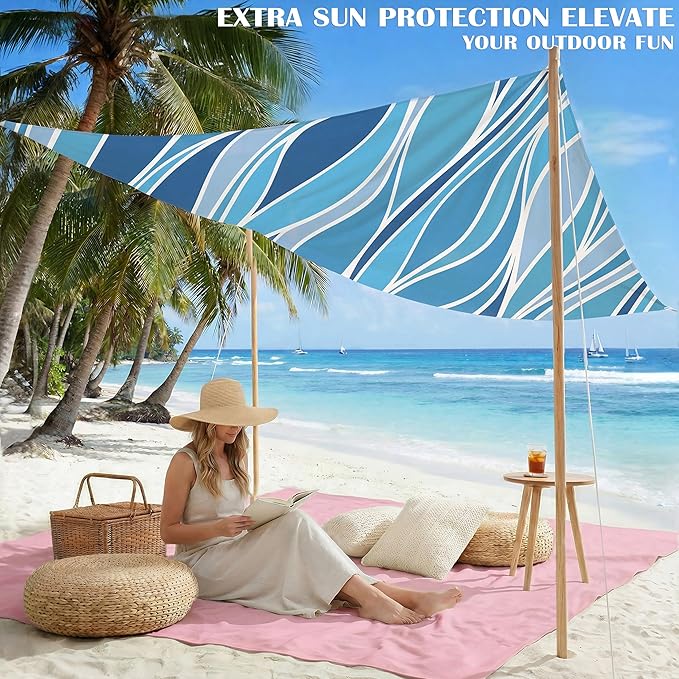 Famstar Beach Blanket Oversized Extra Large 78" X 81",Waterproof Sandproof Beach Blanket 1-7 Adults Lightweight Durable for Travel Camping Hiking Picnic