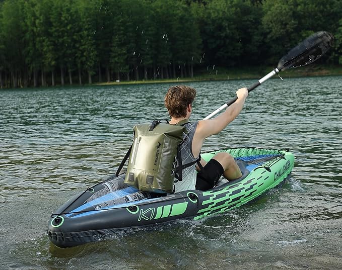 MARCHWAY Roll Top Waterproof Backpack, Floating Dry Bag 20L/30L/45L with Ergonomic Rectangular Base, Cushioned Back, Hip Strap for Hiking Camping Kayaking Travel (Army Green, 20L)