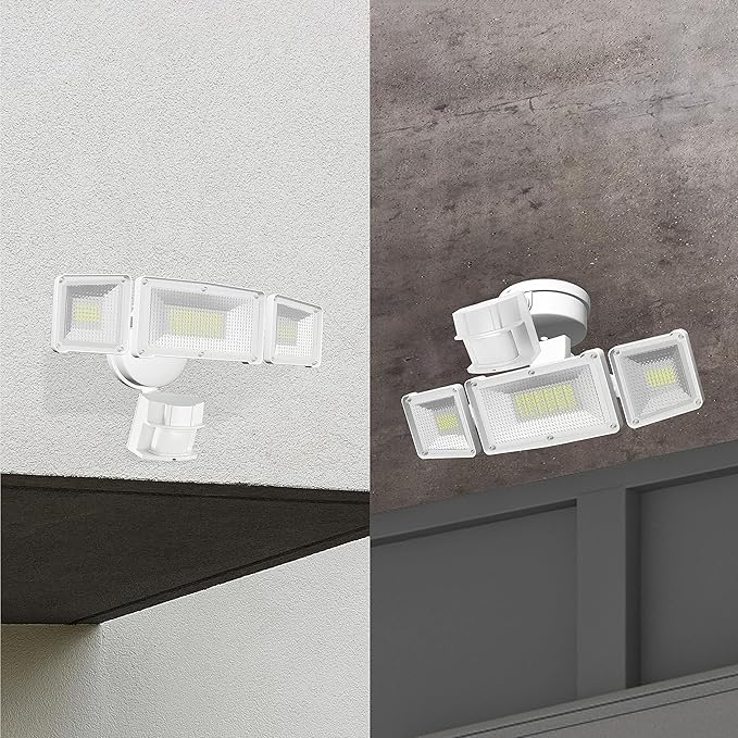 40W LED Security Lights Motion Sensor Light Outdoor, 180 Degree, 4000LM, 5000K, ETL Water Resistant, 3 Head Motion Detected Flood Light for Garage, Yard, Porch 2-Pack (White)