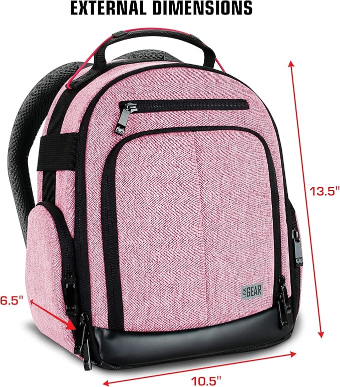 USA Gear Audio Equipment Backpack Fits Audio-Technica System 10, Shure BLX4 Microphone System, Sennheiser EW-DP & more Wireless Mic System - Wireless Microphone Bag Backpack for Recording Mics (Red)