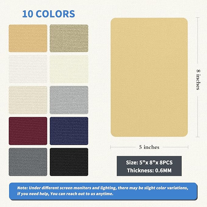 KING MOUNTAIN Canvas Repair Patch 5×8 Inch 8 Pcs Self-Adhesive Waterproof Fabric Patch for Sofas, Tents, Furniture,Tote Bags, Car Seats (Beige-1)