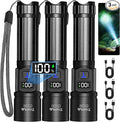 TrixHub Rechargeable Flashlights 3 Pack, Super Bright High Lumens Flash Light, 5 Modes Zoomable Linternas with LCD Digital Display, Powerful Handheld LED Flashlights for Home Emergencies Camping