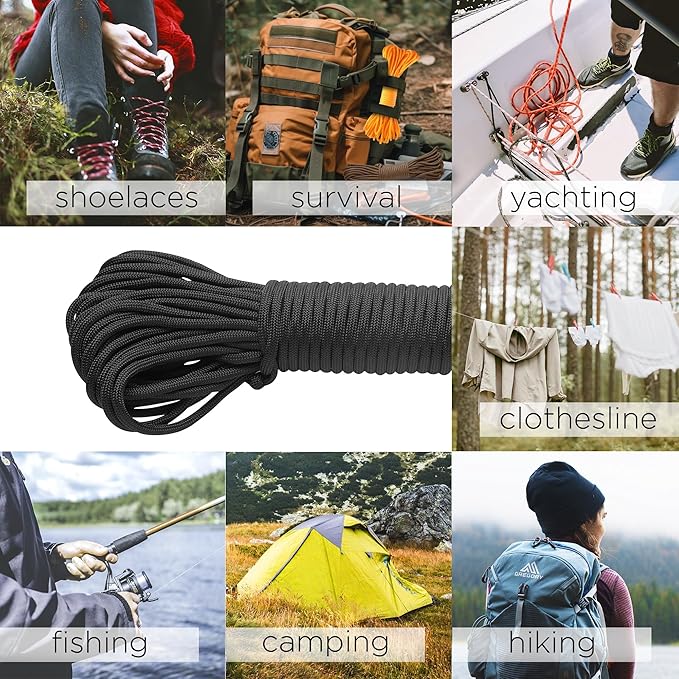 TECEUM 5/32" Paracord Rope 1000 – 1000ft / 200ft / 100ft / 50ft – Tactical Parachute Cord 4mm – 45+ Colors – Nylon String for Survival & Camping Gear – Stripe Cord for Survival – Utility Rope