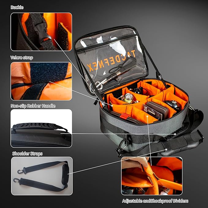 Waterproof Fishing Reel Case with 8 Shockproof Compartments – Portable Tackle Organizer for Spinning, Baitcasting, Spincast & Fly Reels Holds more than 10 Reels