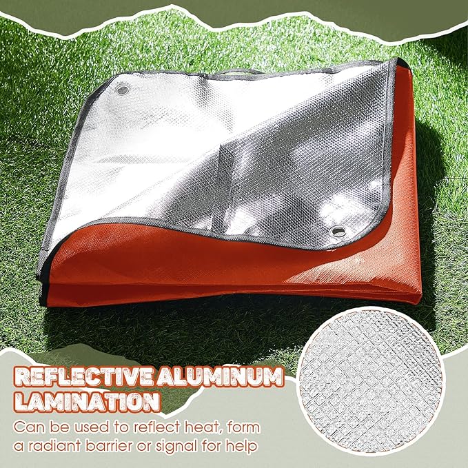 Kingdder 2 Pcs Heavy Duty Emergency Blankets for Survival Camping Blanket Insulated Tarp 60 x 82 Inches Outdoor Waterproof Thermal Reflective Tarp Tent Insulation for Camp Hiking Picnic