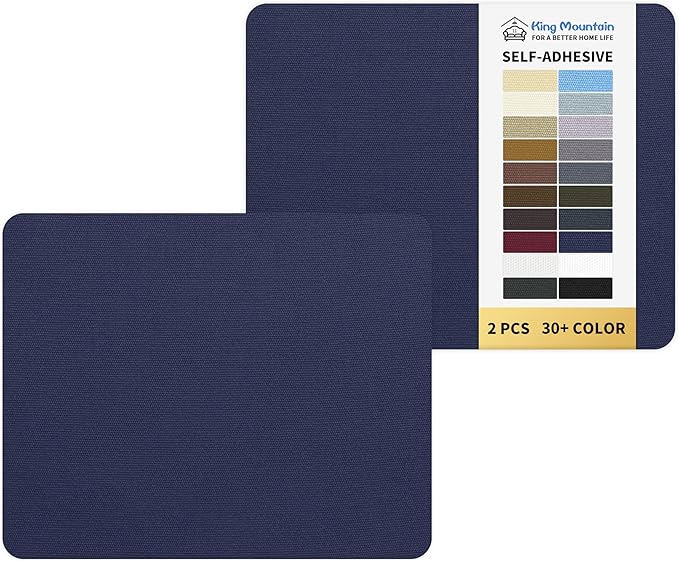 KING MOUNTAIN Canvas Repair Patch 9 x11 Inch 2 Pcs Self-Adhesive Waterproof Fabric Patch for Sofas, Tents, Furniture,Tote Bags, Car Seats (Dark Blue)