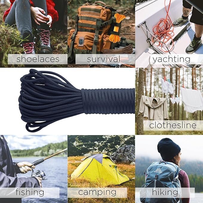 TECEUM Paracord Type III 550 Navy Blue – 1000 ft – 4mm – Tactical Rope MIL-SPEC – Outdoor para Cord –Camping Hiking Fishing Gear and Equipment – EDC Parachute Cord – Strong Survival Rope 038