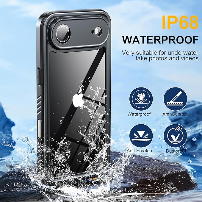 ANTSHARE for iPhone Air Case, IP68 Waterproof Shockproof Case, [Built-in Screen Protector] - 12 FT Military Dropproof - Full Body Heavy Duty Rugged Phone Cover 6.5 inches - Blue/Clear