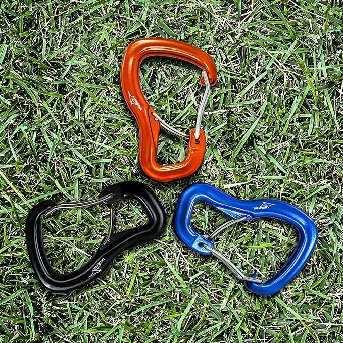 Heavy Duty Carabiner Clip Hook 8KN (1763 lbs), 2 PCS Ultra-Light Aluminum Caribeaners with Double Door D Ring Shape, for Hammock, Camping, Hiking, Backpacking, Dog Leash, Keychain Clip