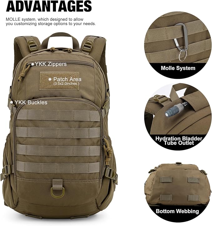 Mardingtop Small Tactical Backpack,Molle Hiking Backpack for Backpacking,Cycling and Biking,15L/25L Backpack