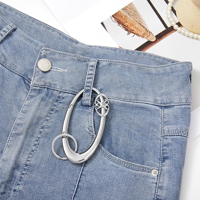 Y2K Cute Star Carabiner Keychain Cool Belt Loop Clip Starlight Heavy Duty Carabiner Clasp Snap Hook Holder Key Buckle