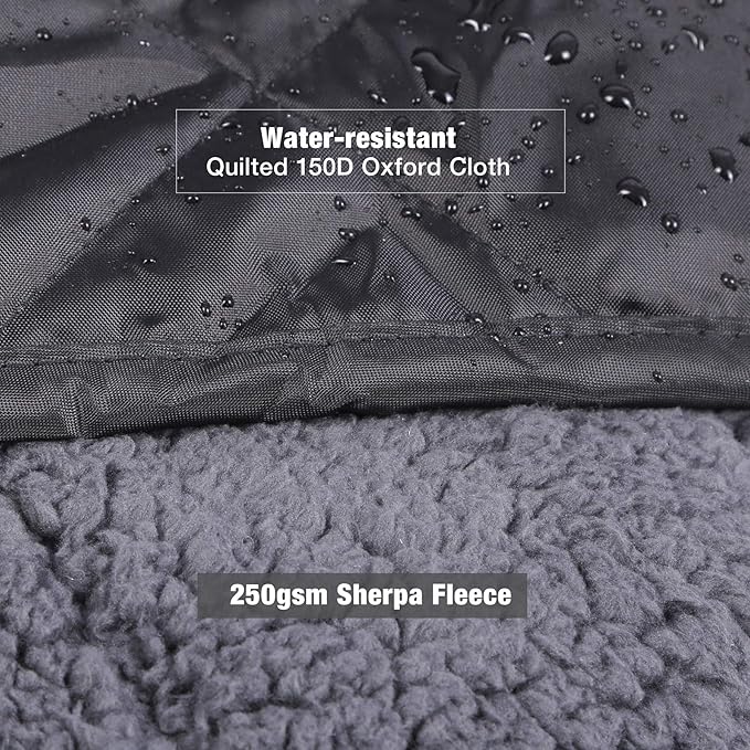 REDCAMP 79"x79" Large Warm Camping Blanket Waterproof & Windproof with Fleece Lining, Outdoor Blanket for Cold Weather Stadium Picnic Travel, Machine Washable Black