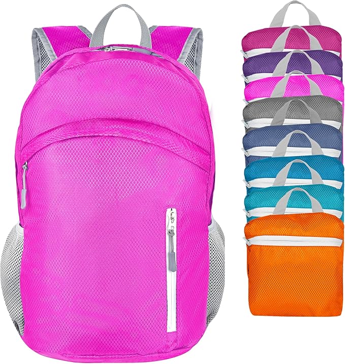 Waterproof Foldable Backpack Dry Storage Lightweight Daypack 35L Outdoor Backpack for Beach Men Women Hot Pink