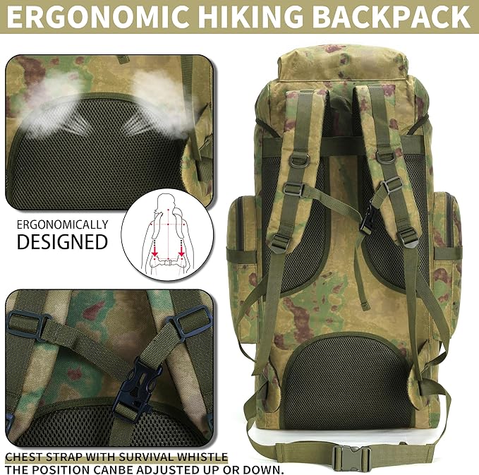 Hiking Backpack for Men 70L/100L Camping Backpack Military Rucksack Molle 3 Days Assault Pack for Climbing | Camping Backpack, 3 Days Assault Pack, for Climbing