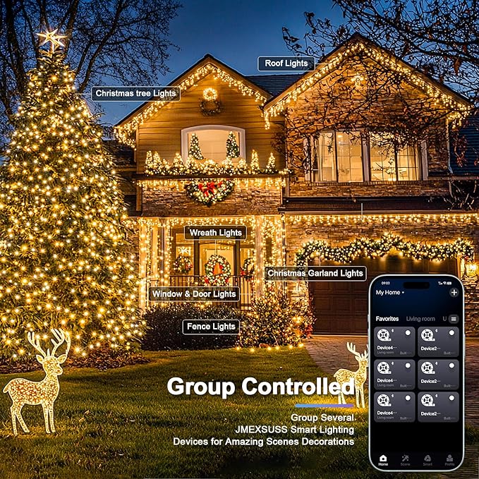 JMEXSUSS 800 LED RGB String Light Outdoor Indoor with Remote, Color Changing Christmas Lights Clear Wire Smart Lights Plug in for Bedroom Tree Room Party Birthday Xmas Decorations