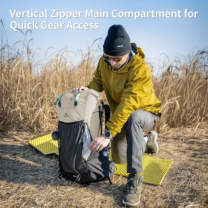 Naturehike 45L Rock 2.0 Upgraded Internal Frame Hiking Backpack for Outdoor Camping Travel Backpacking, Ultralight Backpack for Adults(White/L/45L)