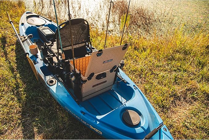 YakAttack BlackPak Pro 13" x 16" Kayak Fishing Crate with 4 Rod Holders - Desert Sand | Tackle Storage Box & Gear Organizer for Kayaks | Lightweight, Durable & Customizable Marine Fishing Accessory