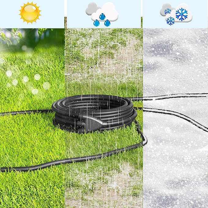 Eversimpleinc Black 1 to 3 Splitter Extension Cord (Combined 25 FT, End to End 13 FT), 3 Prong Plug with 3 Extended Outlets, with Weatherproof Covers for Indoor and Outdoor,16AWG/3C SJTW, ETL Listed