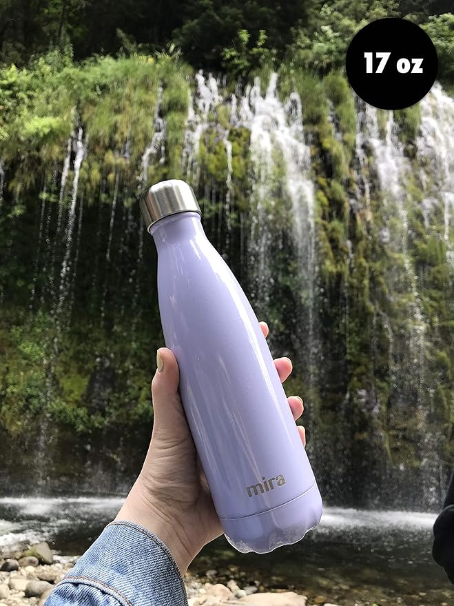MIRA 17 oz Insulated Water Bottle - Stainless Steel Cola Shape Thermo - Double Wall Hot & Cold Flask (24Hr Cold/12Hr Hot) - Lavender Violet