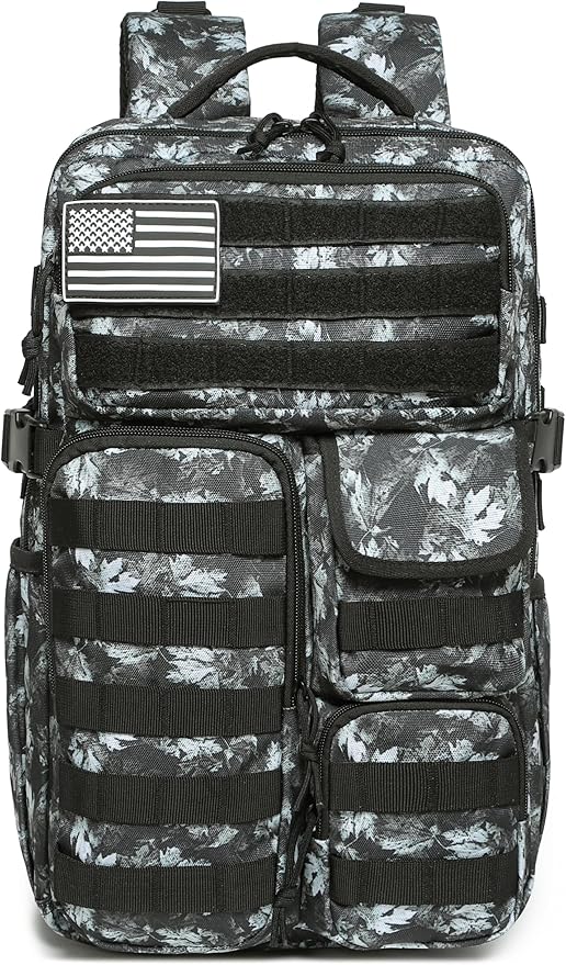 Wotony Tactical Backpack - Military waterproof backpack with multiple pockets and tactical gear for the outdoors (Gray Maple Leaf, 30L)