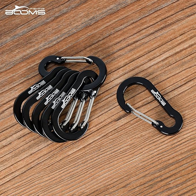 Booms Fishing CC1 Multi-Use Carabiner Clip, 6 Pack Small Caribeener Clips, Mini Keychain Caribeaner Clip 2 inch, Aluminum D Ring Carabiners, Multi-colored