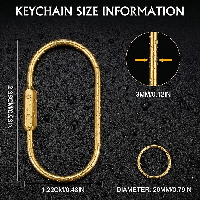 Tiezzi 6 Pack Gold Carabiner Key Ring Clip,Premium Brass Screw Locking Keychain Holder for Backpacks,Cute Bag Charms for Handbags & Purses,Durable Key Chain Hooks Accessories for Women & Men