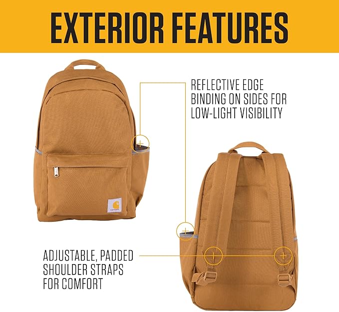 Carhartt 21L Classic Laptop Backpack, Water-Resistant Pack W/ 15" Laptop Sleeve and Organizational Compartments, Port