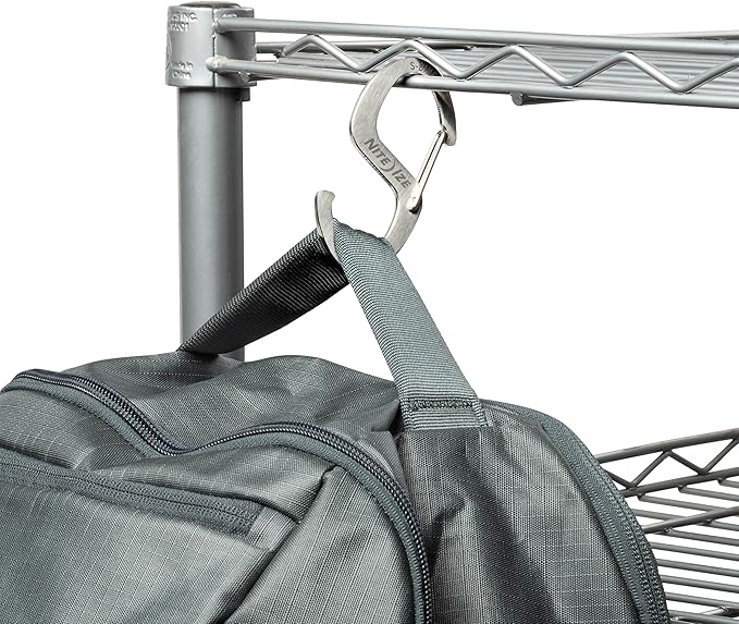 Nite Ize S-Biner Hook 'N Hold S-Hook - Durable Hook for Hanging Equipment & Everyday Use - Multipurpose Stainless Steel S-Hooks with S-Biner Clip - Securely Clip Tools & More - 5 Pack