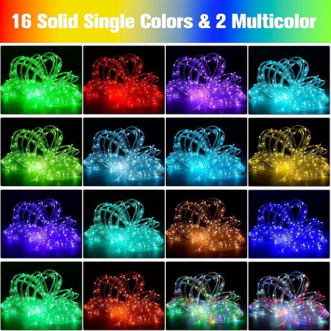 Nazuwke 99Ft LED Rope Lights Outdoor, 18 Colors Changing Fairy String Light Plug in with Remote, IP68 Waterproof 300 LEDs Multicolor Twinkle Christmas Lights for Bedroom Patio Halloween Holiday Decor