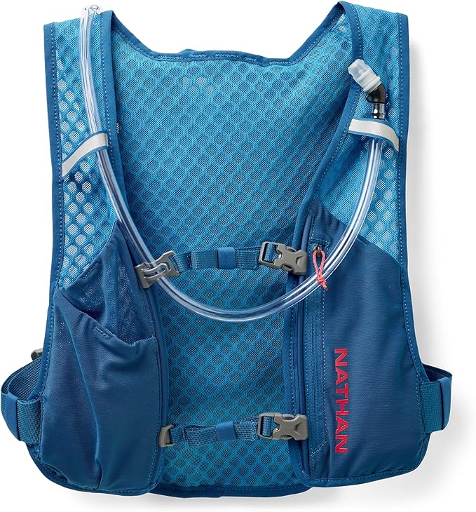 Nathan QuickStart Hydration Pack Vest with Bladder or flasks, Storage Pockets, Breathable Moisture-Wicking Fabric, Adjustable Straps for Running, Hiking, Walking, Marathons, Obstacle Races