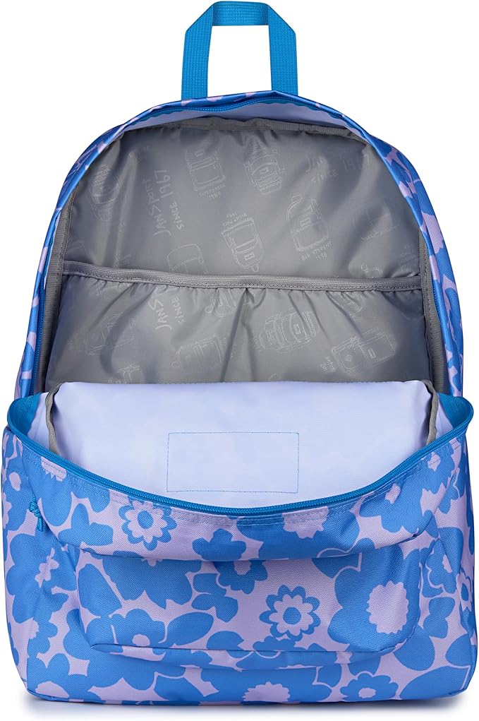 JanSport SuperBreak Plus Backpack with Padded 15-inch Laptop Sleeve and Integrated Bottle Pocket - Spacious and Durable Daypack for Work and Travel - Blossom Bae Blue