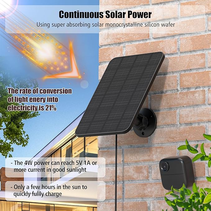 Rhorawill 4 Pack Solar Panel for Blink Outdoor 2K+/4(4th Gen)/Outdoor(3rd Gen) XT3 and XT2/XT Camera(Not Included)/Blink Outdoor Camera,Solar Panel with Mount 13.1ft Cable Rubber Plug